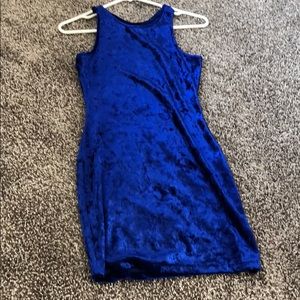 Blue velvet mini dress